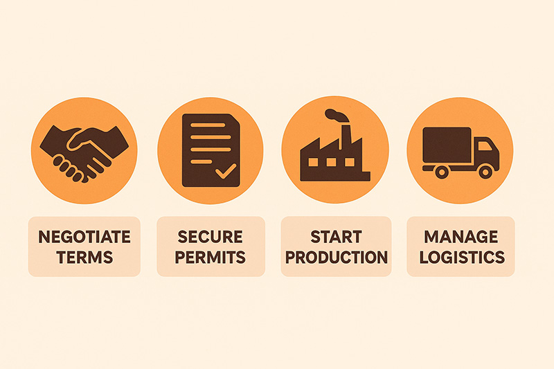 Finalize Lease/Purchase and Start Production in vietnam